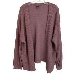 Wild Fable Mauve Waffle Knit Open Front Oversized Cardigan Sweater XS/S Purple